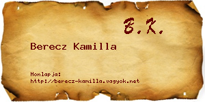 Berecz Kamilla névjegykártya
